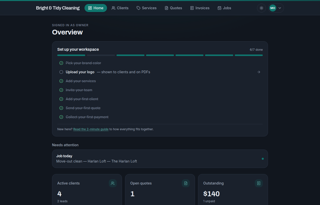 Get paid, then follow up — Toferon screenshot