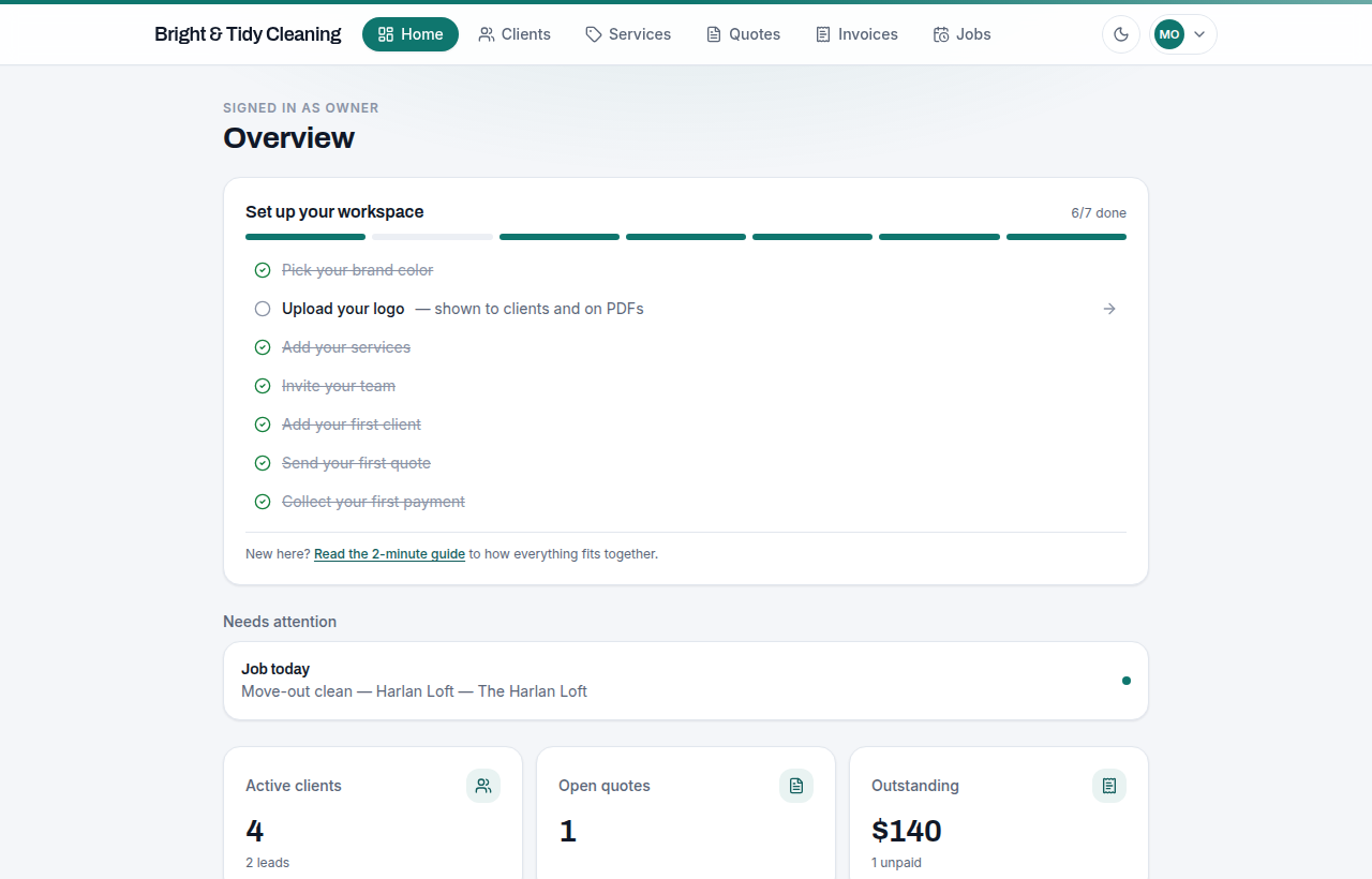 Get paid, then follow up — Toferon screenshot