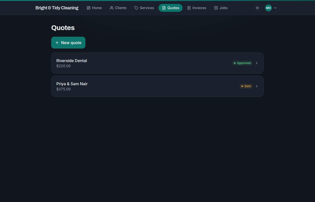 Send a quote they approve online — Toferon screenshot